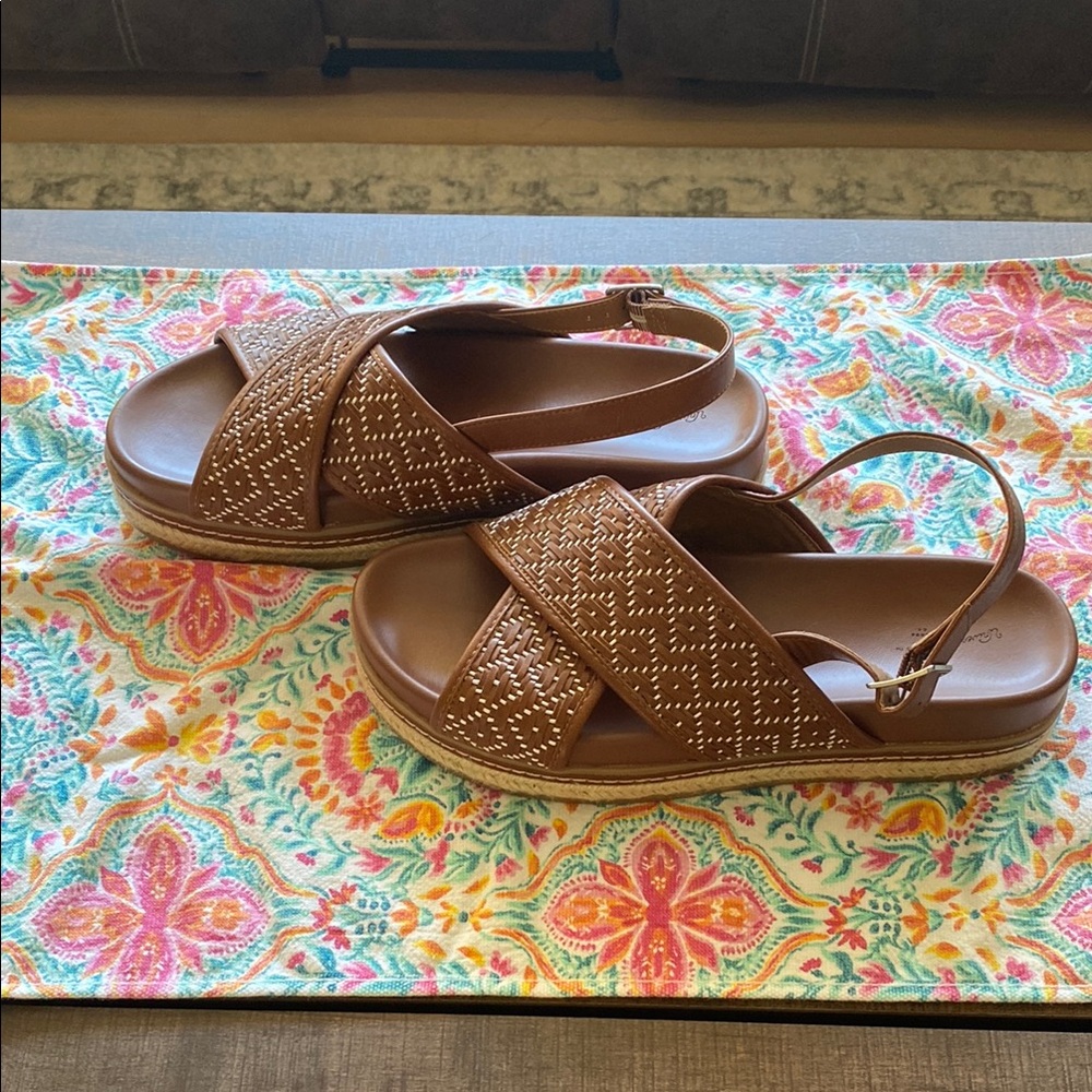 Brown Sandals with White Accents